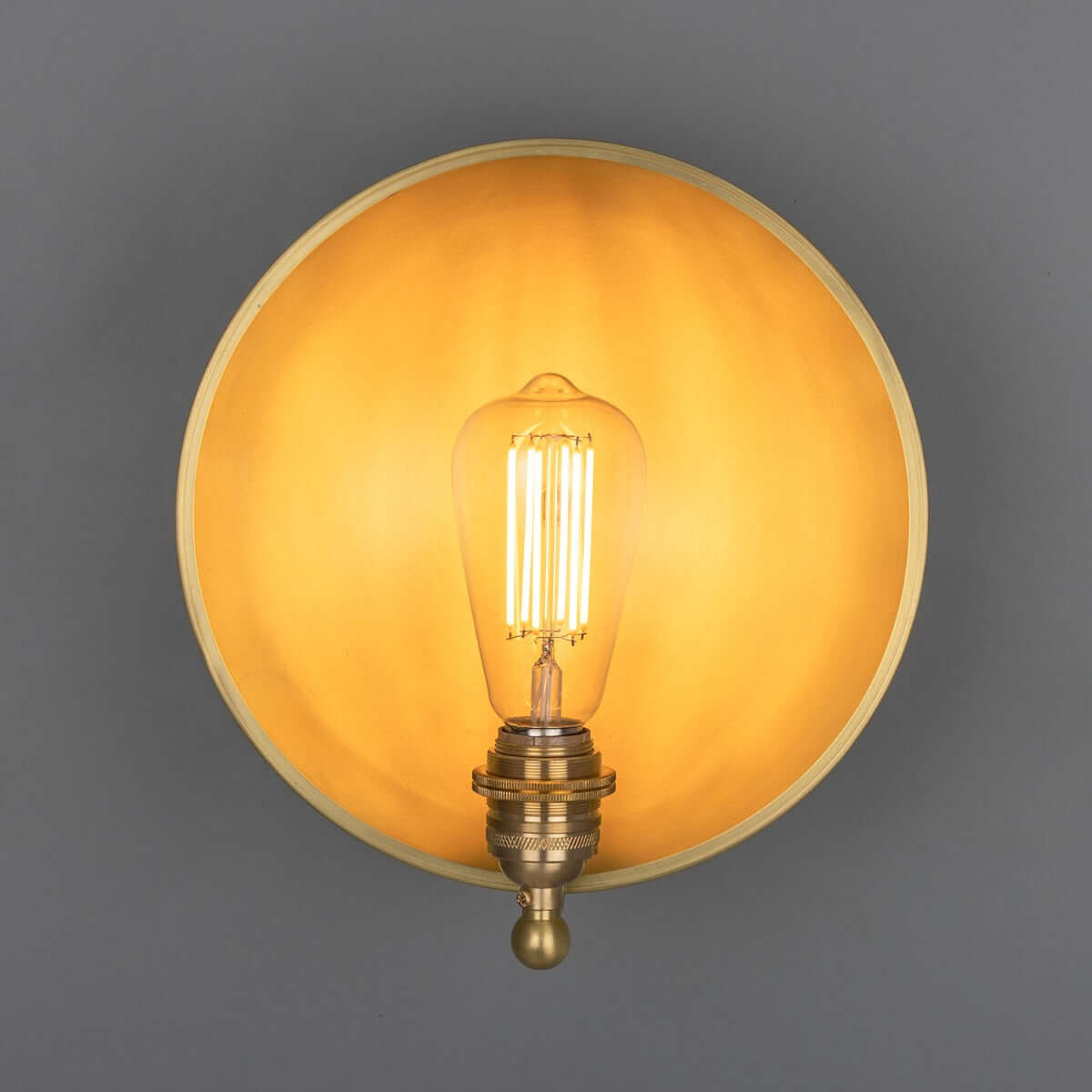 Mullan - Chulainn Industrial Brass Dish Wall Light 25cm IP20 - Satin Brass Finish