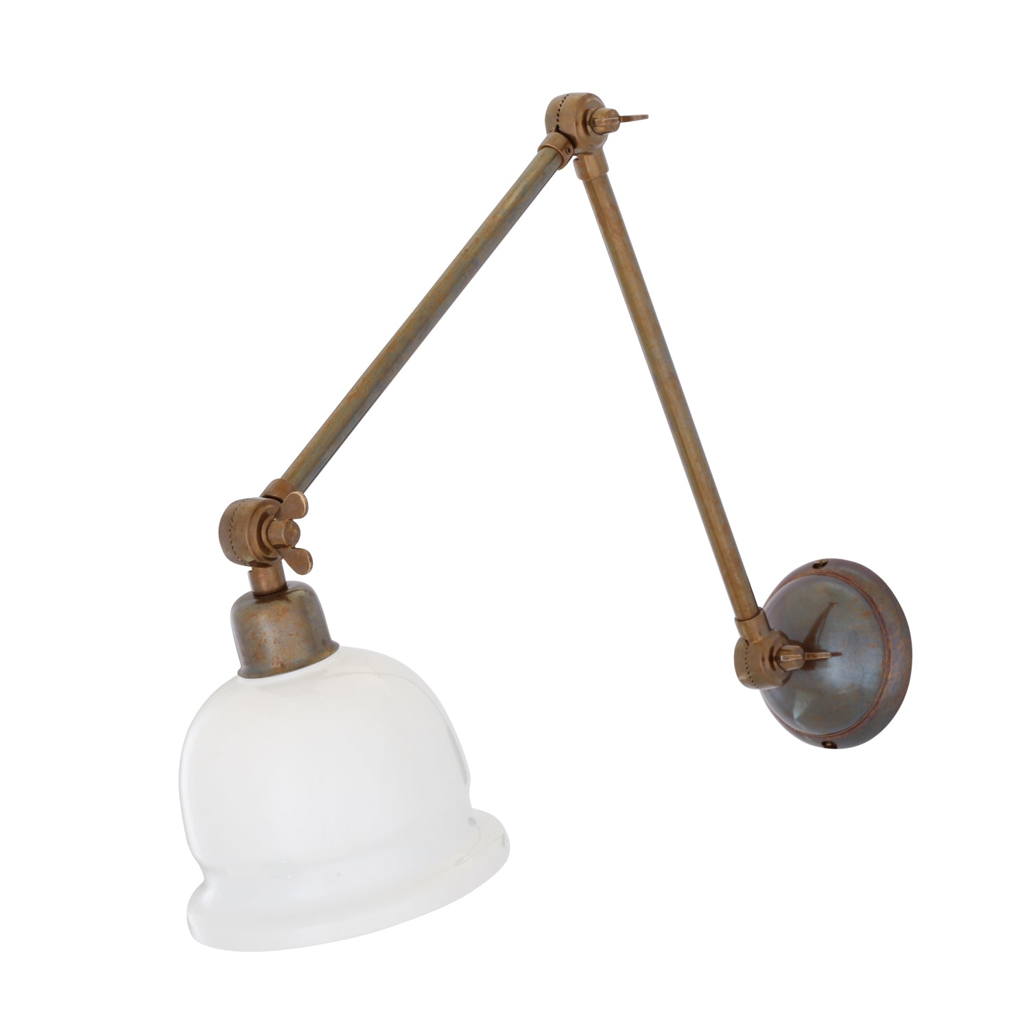 Mullan - Nico Vintage Adjustable Arm Picture Light with Brass Shade - Antique Brass Finish - Powder Coated White White Inner Metal Shade