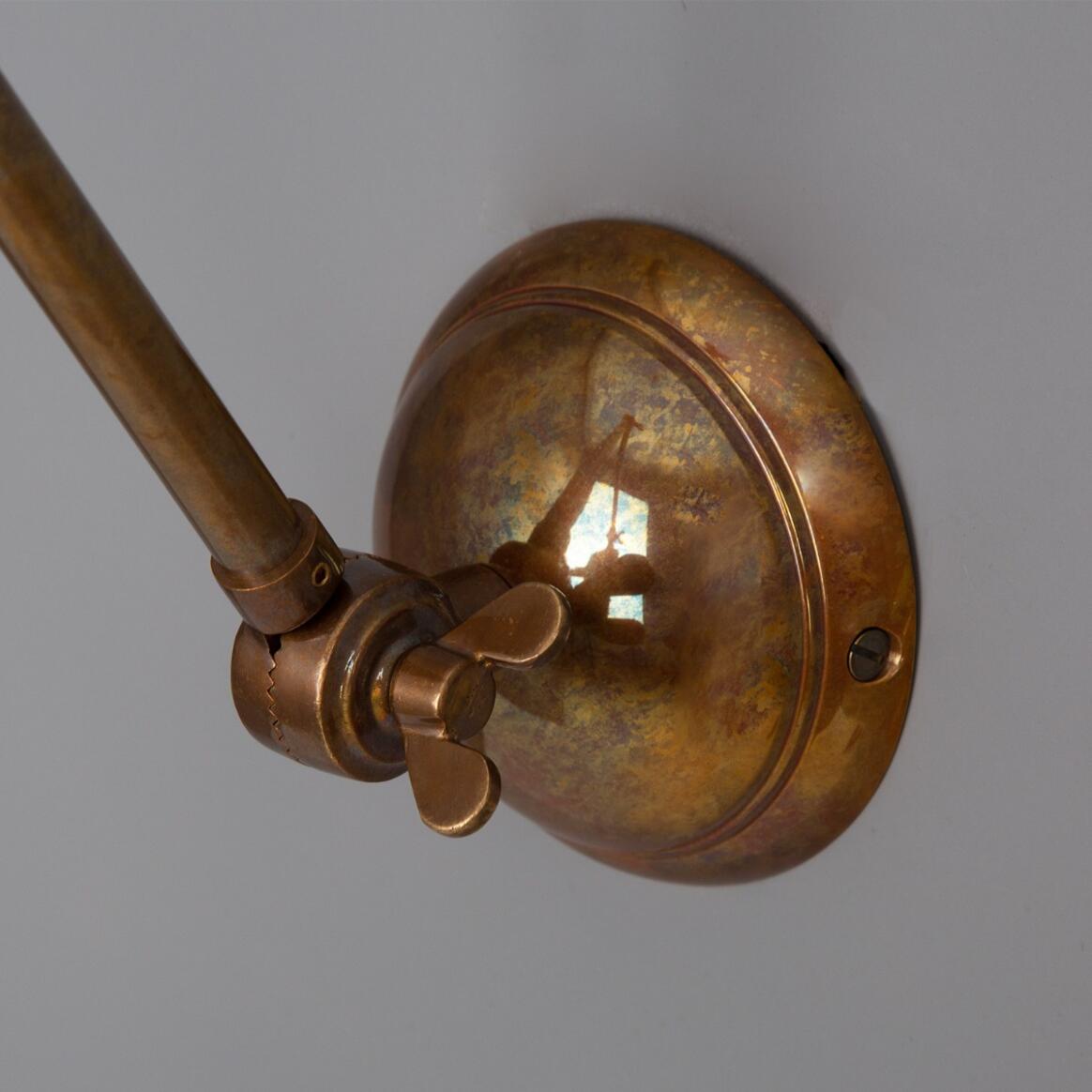 Mullan - Reznor Vintage Adjustable Arm Bare Bulb Picture Light 72cm IP20 - Antique Brass Finish