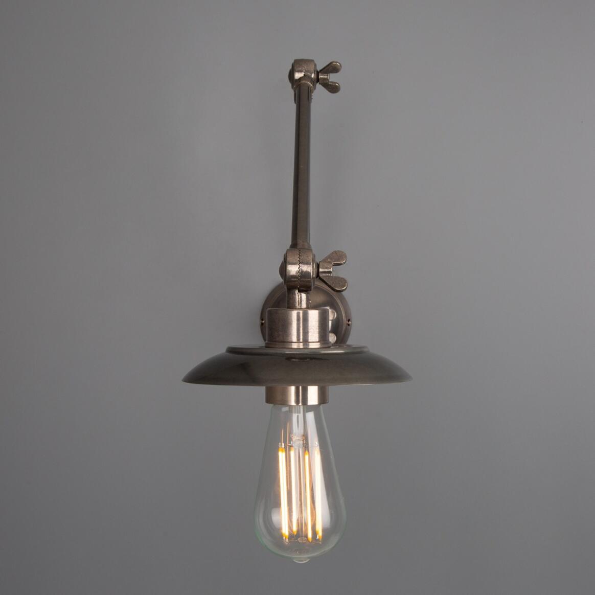 Mullan - Reznor Vintage Adjustable Arm Bare Bulb Picture Light 72cm IP20 - Antique Silver Finish