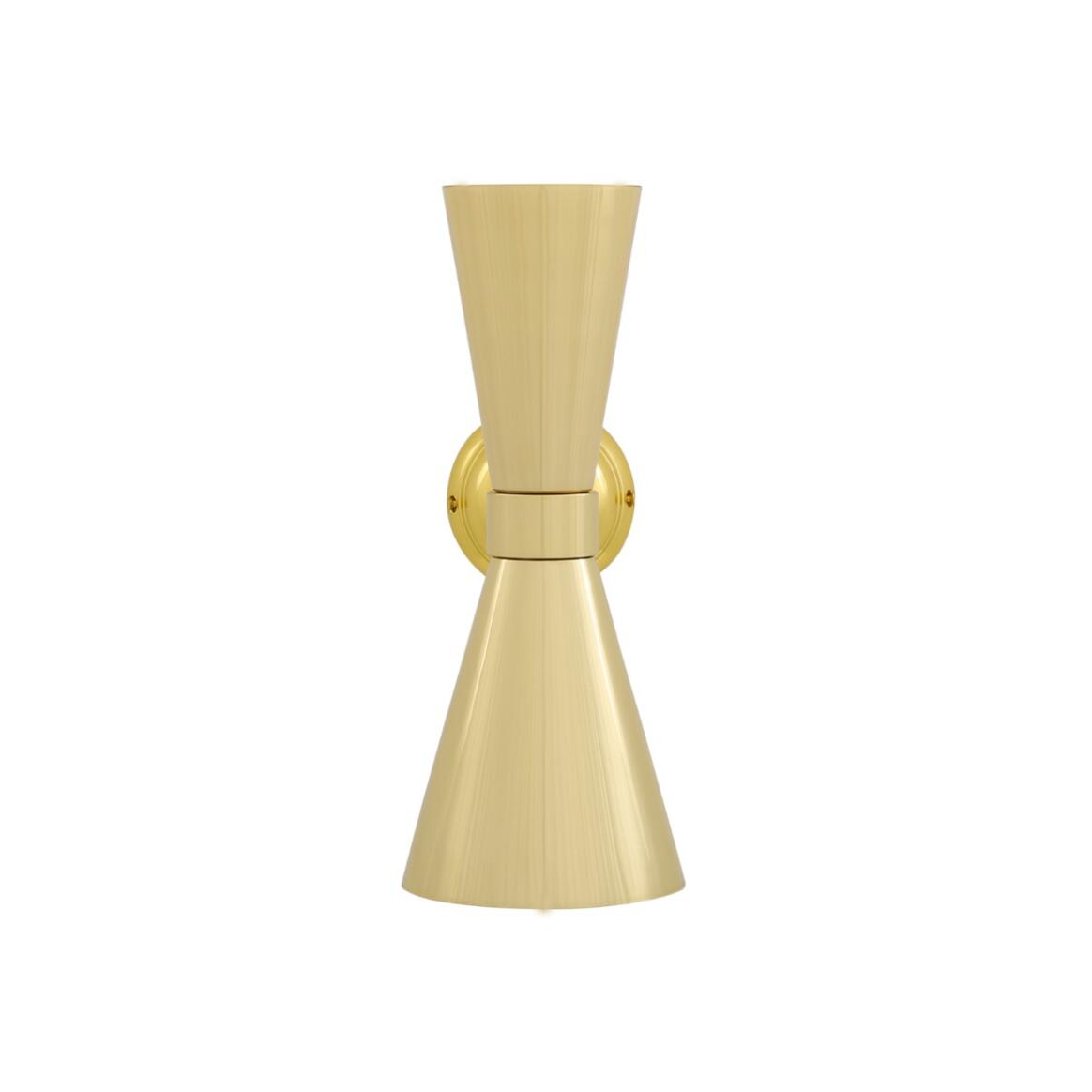 Mullan - Amias Mid-Century Double Brass Cone Wall Light 14cm IP20 - Polished Brass Finish