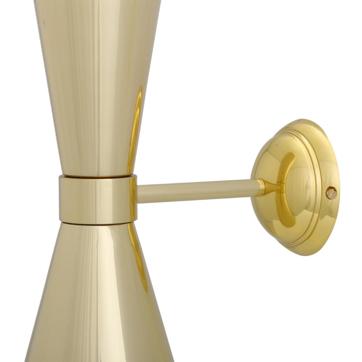 Mullan - Amias Mid-Century Double Brass Cone Wall Light 14cm IP20 - Polished Brass Finish