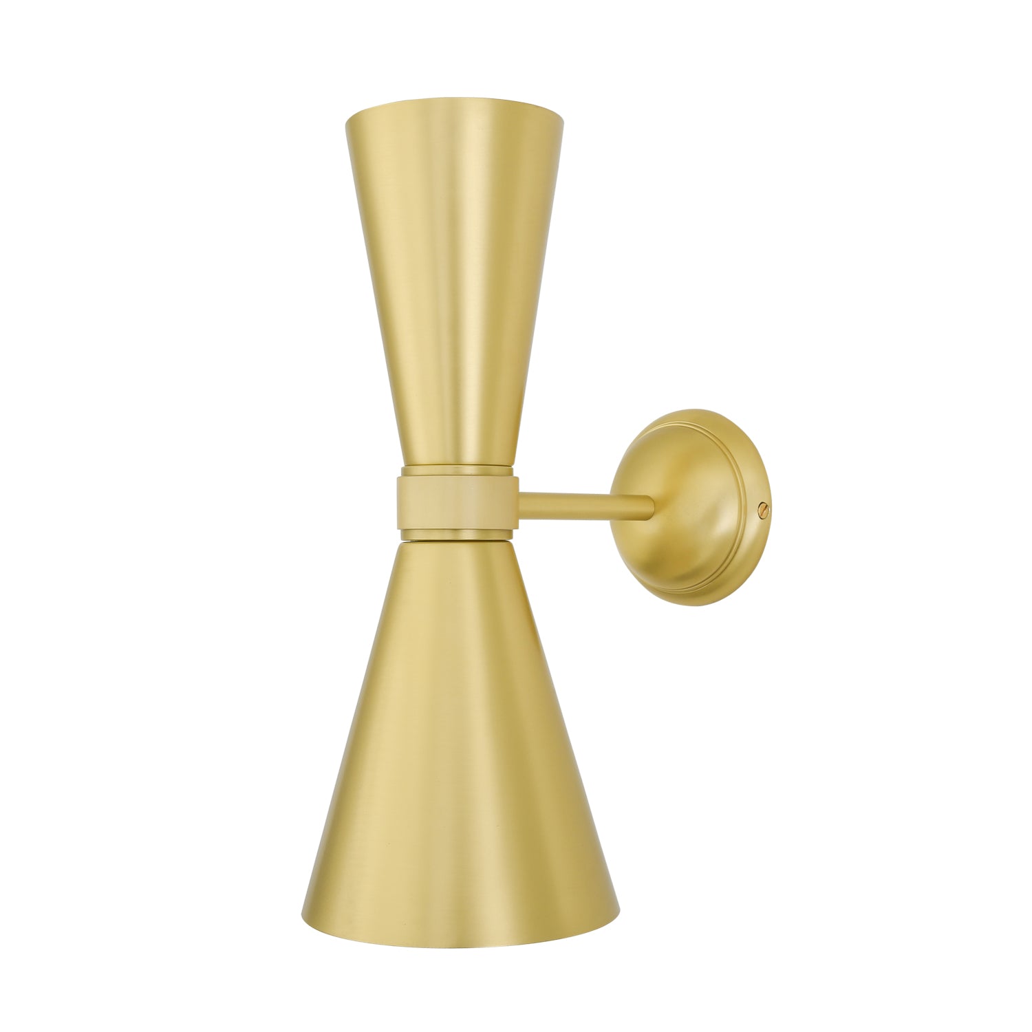 Mullan - Amias Mid-Century Double Brass Cone Wall Light 14cm IP20 - Satin Brasss Finish