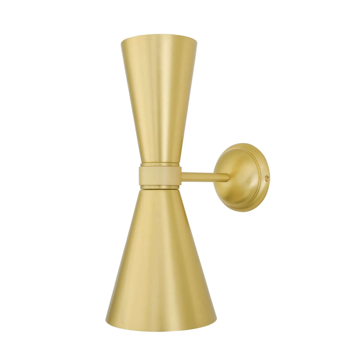 Mullan - Amias Mid-Century Double Brass Cone Wall Light 14cm IP20 - Satin Brasss Finish