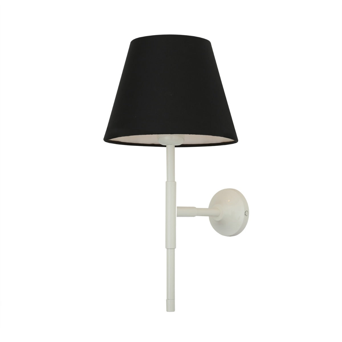 Mullan - Tenby Modern Brass Wall Light with Empire Fabric Shade - Powder Coated White Finish