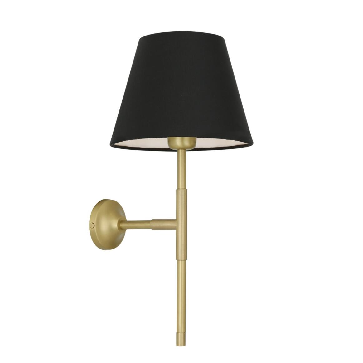 Mullan - Tenby Modern Brass Wall Light with Empire Fabric Shade - Satin Brass Finish