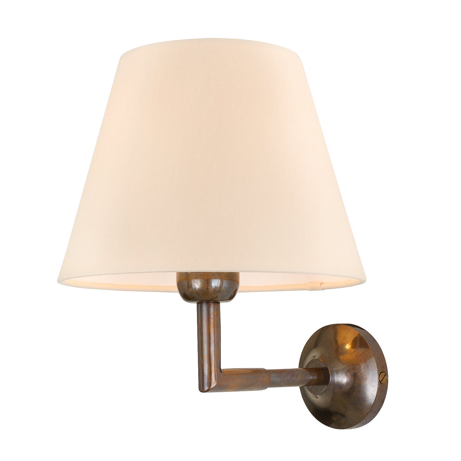 Mullan - Kilkee Modern Brass Wall Light with Fabric Shade 20cm IP20 - Antique Brass Finish