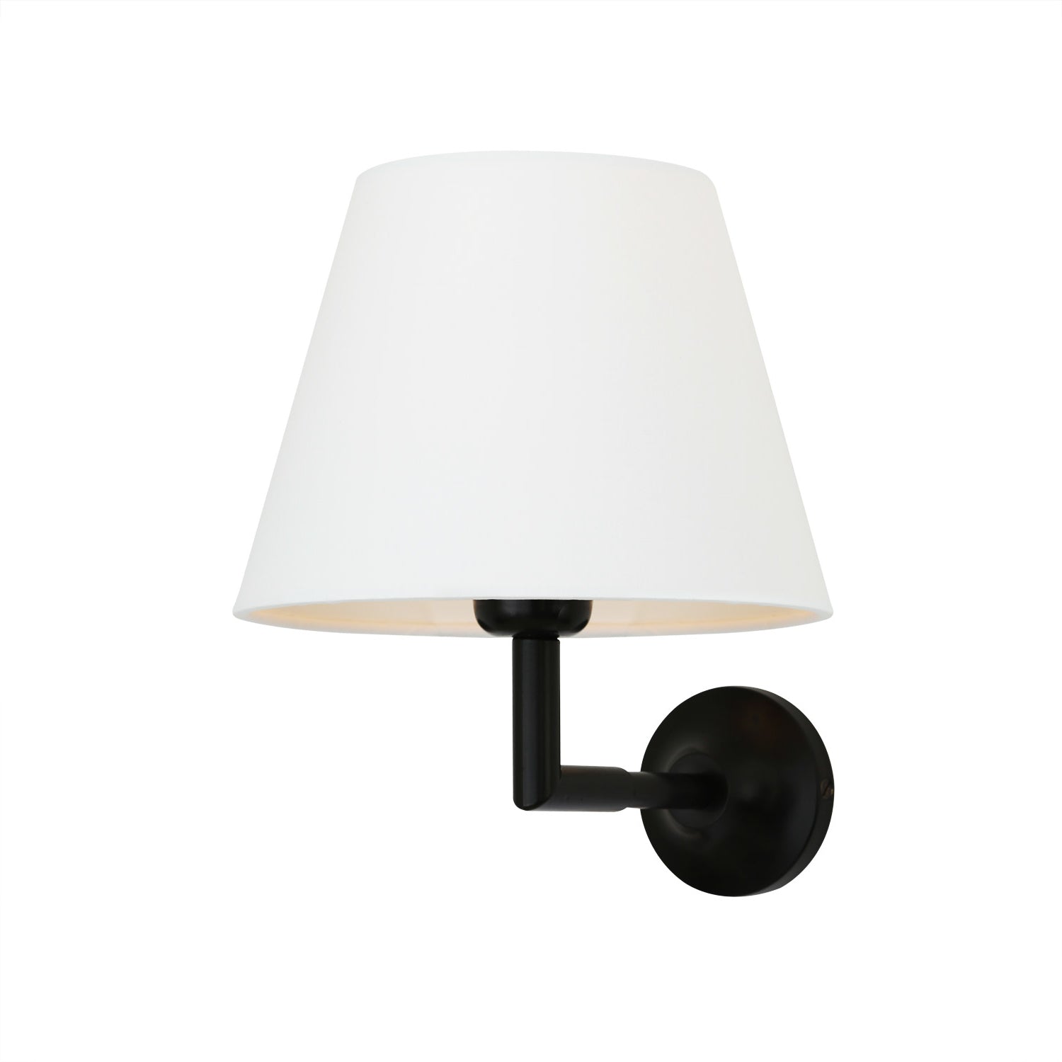 Mullan - Kilkee Modern Brass Wall Light with Fabric Shade 20cm IP20 - Powder Coated Matte Black Finish