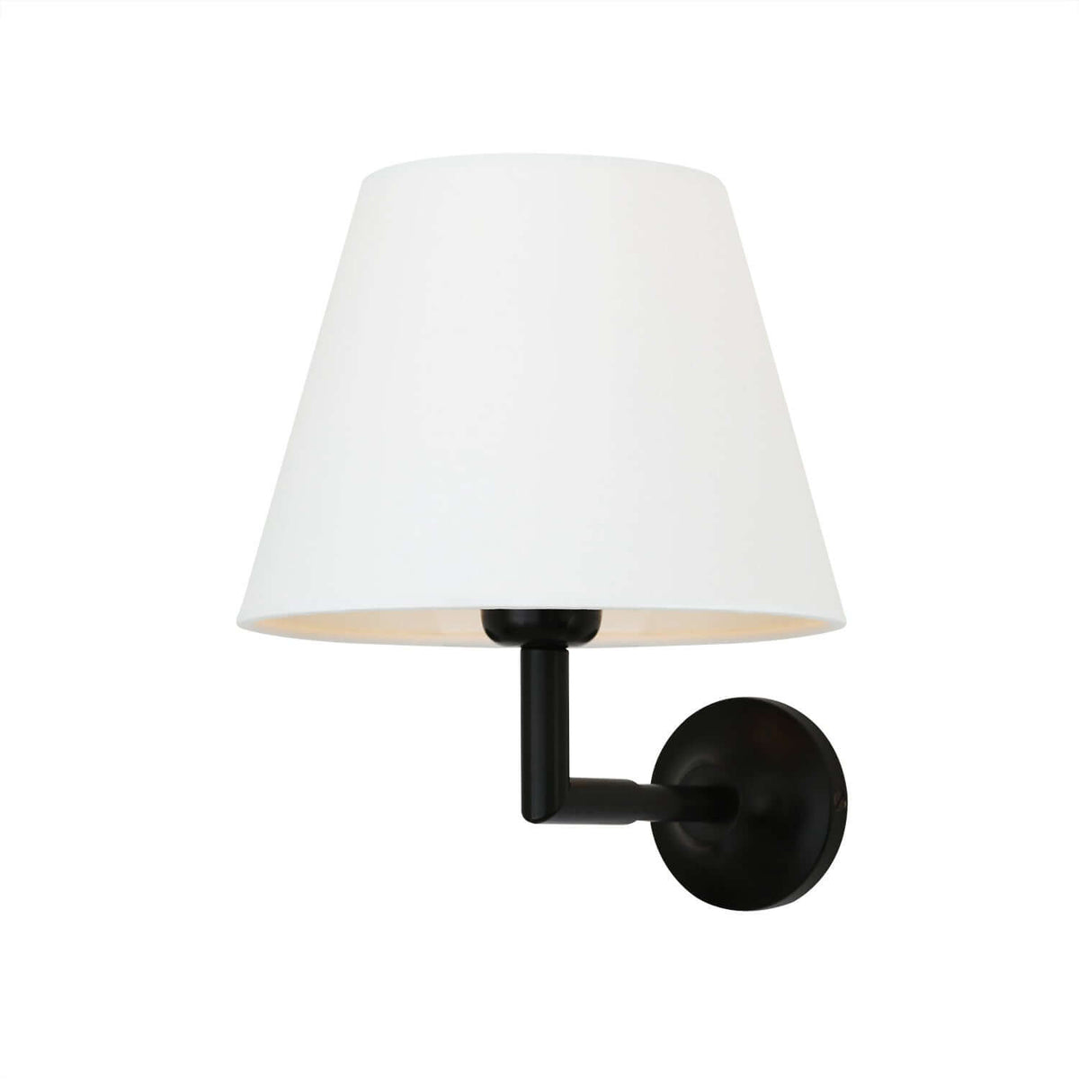 Mullan - Kilkee Modern Brass Wall Light with Fabric Shade 20cm IP20 - Powder Coated Matte Black Finish