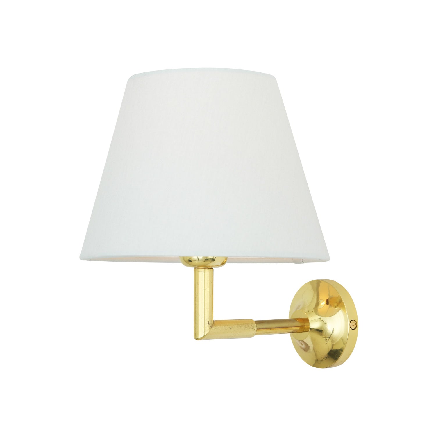 Mullan - Kilkee Modern Brass Wall Light with Fabric Shade 20cm IP20 - Polished Brass Finish