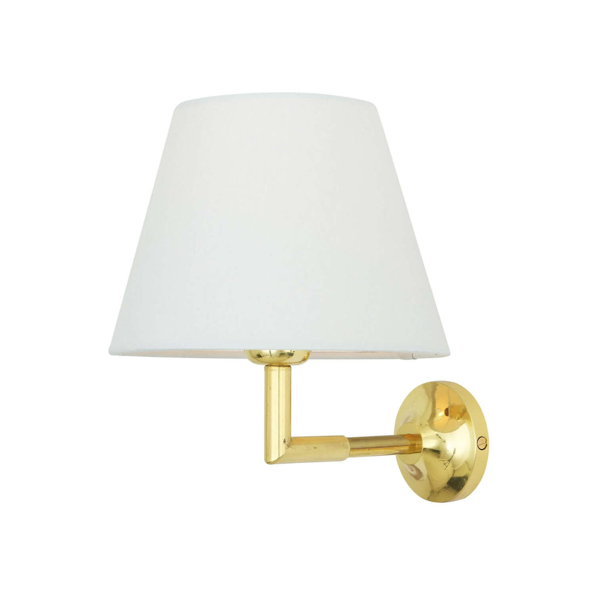 Mullan - Kilkee Modern Brass Wall Light with Fabric Shade 20cm IP20 - Polished Brass Finish
