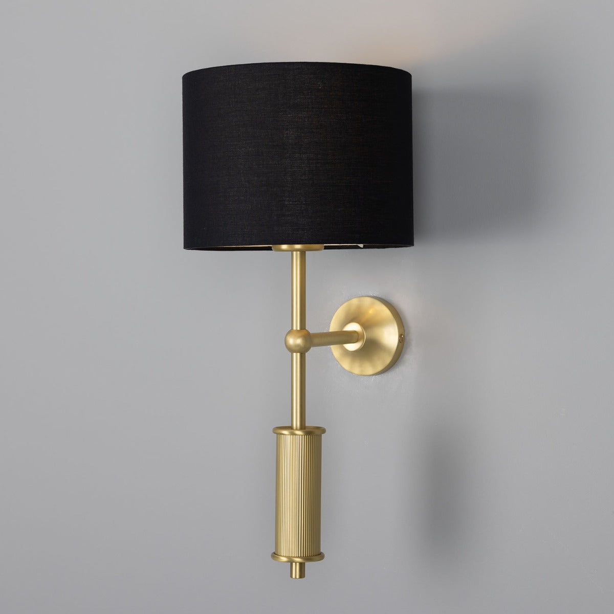 Mullan - Gorey Modern Wall Light with Fabric Shade 47cm IP20 - Satin Brass Finish