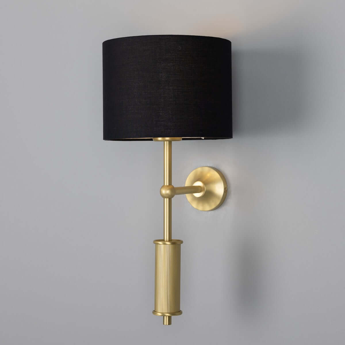 Mullan - Gorey Modern Wall Light with Fabric Shade 47cm IP20 - Satin Brass Finish