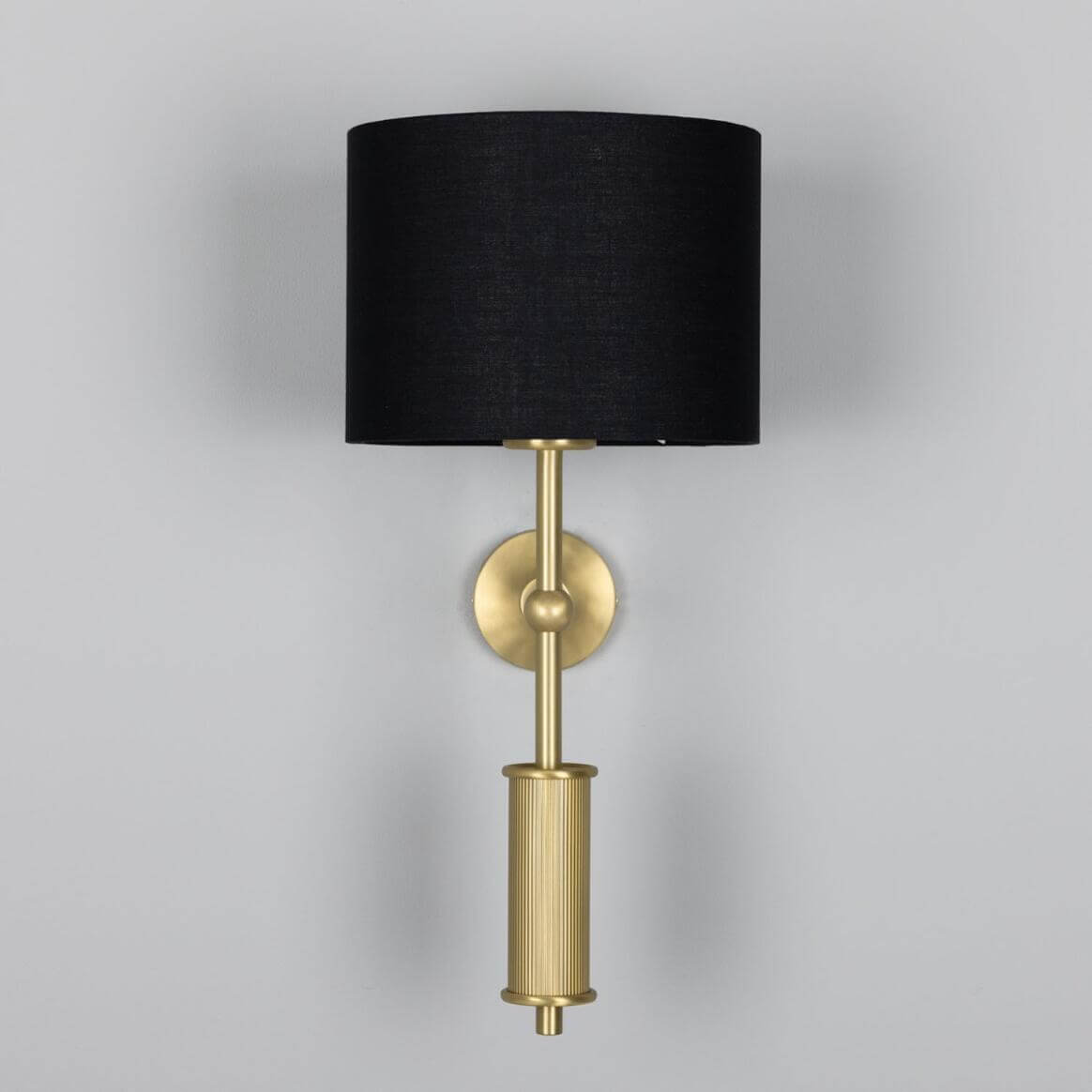 Mullan - Gorey Modern Wall Light with Fabric Shade 47cm IP20 - Satin Brass Finish