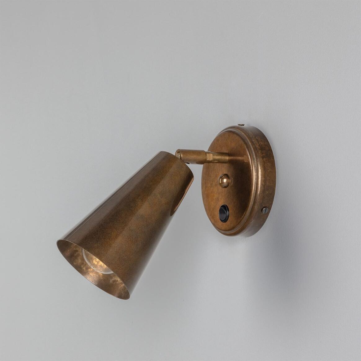 Mullan - Cashel Adjustable Brass Cone Wall Light 12cm IP20 - Antique Brass Finish