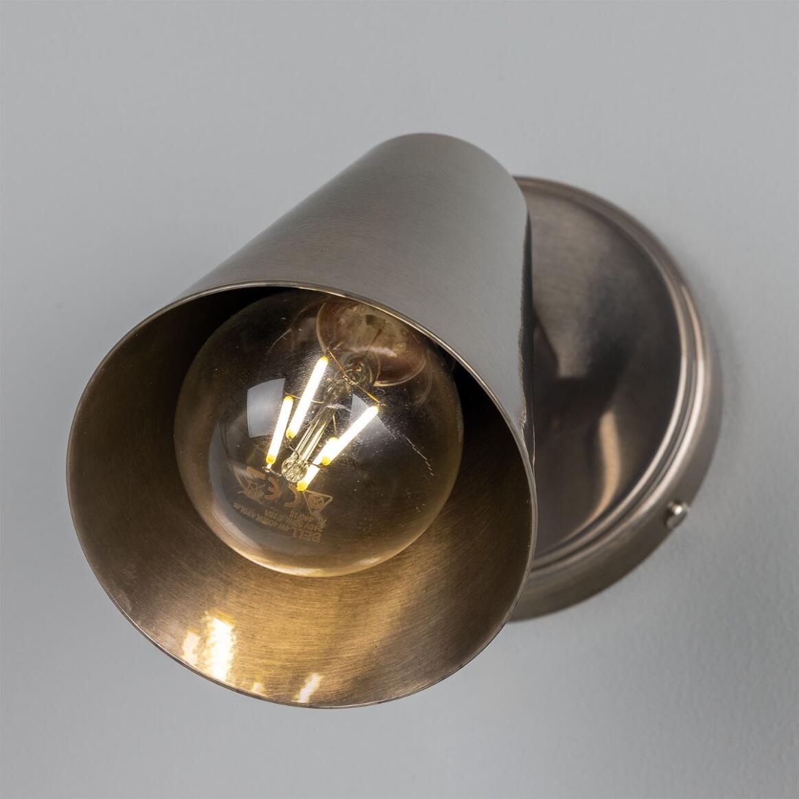 Mullan - Cashel Adjustable Brass Cone Wall Light 12cm IP20 - Antique Silver Finish