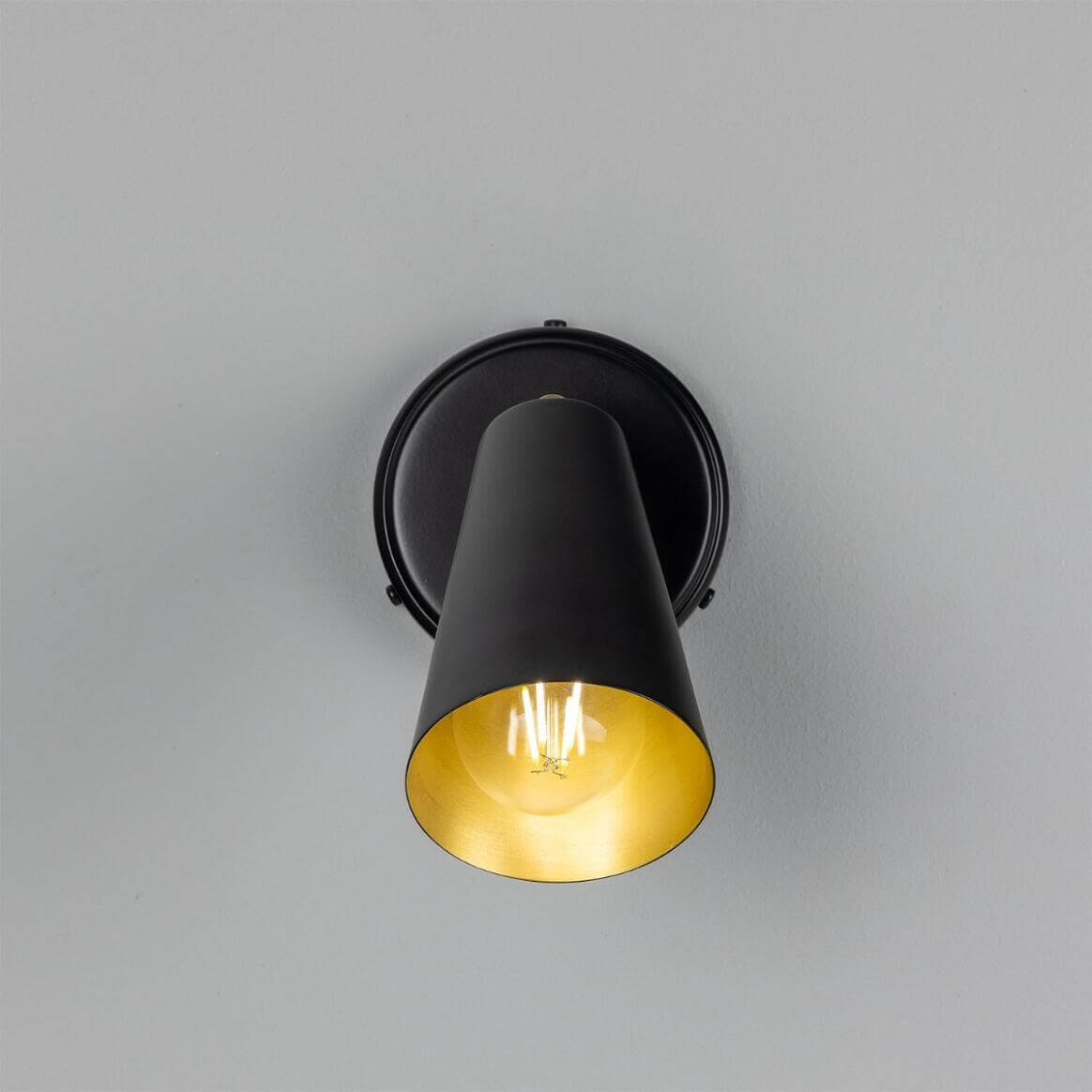 Mullan - Cashel Adjustable Brass Cone Wall Light 12cm IP20 - Powder Coated Matte Black Finish