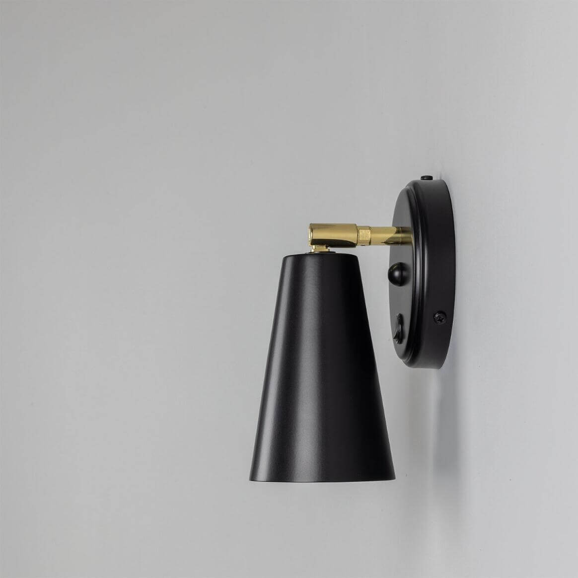 Mullan - Cashel Adjustable Brass Cone Wall Light 12cm IP20 - Powder Coated Matte Black Finish