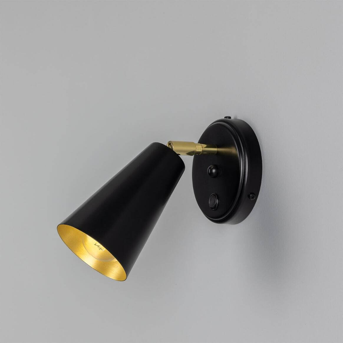 Mullan - Cashel Adjustable Brass Cone Wall Light 12cm IP20 - Powder Coated Matte Black Finish
