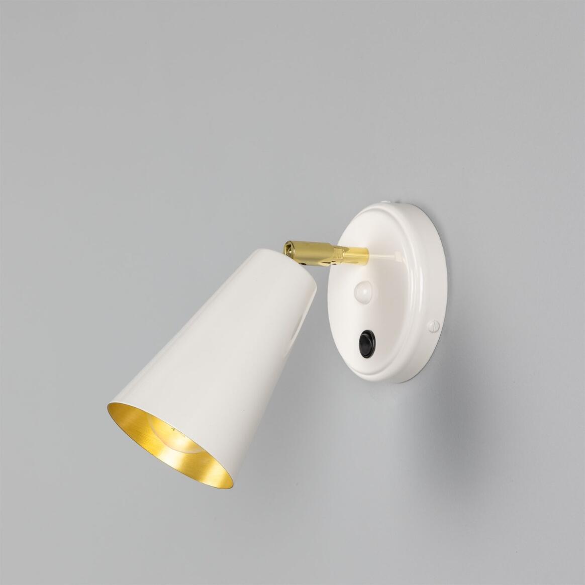 Mullan - Cashel Adjustable Brass Cone Wall Light 12cm IP20 - Powder Coated White Finish