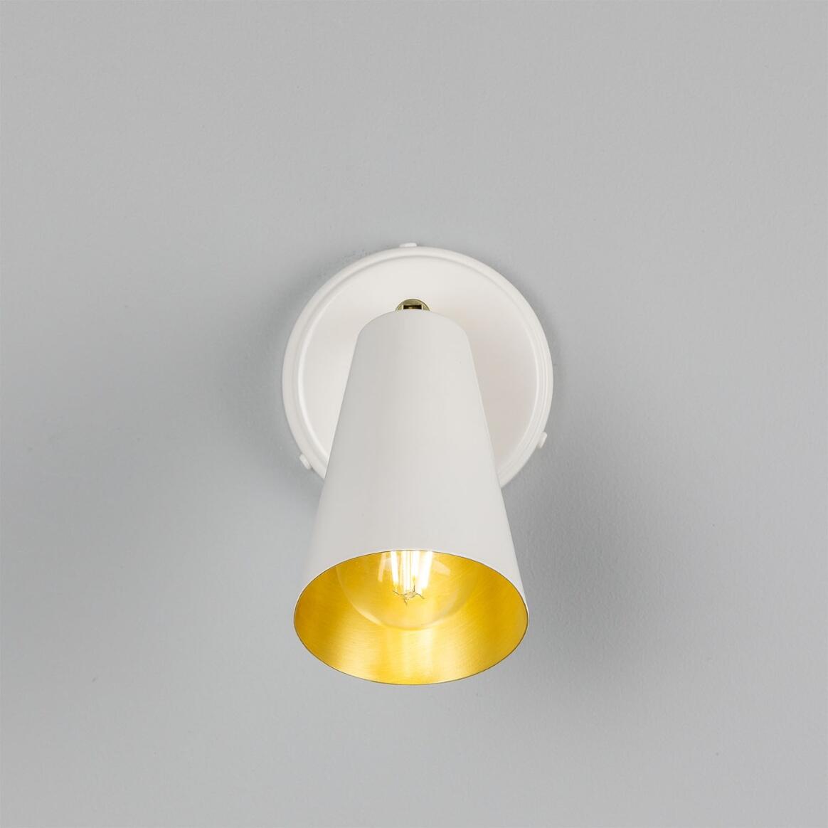 Mullan - Cashel Adjustable Brass Cone Wall Light 12cm IP20 - Powder Coated White Finish