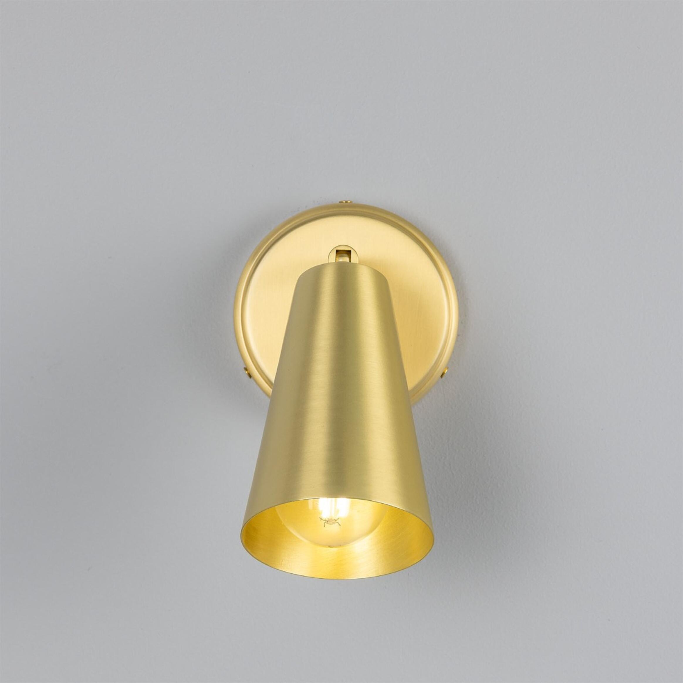 Mullan - Cashel Adjustable Brass Cone Wall Light 12cm IP20 - Satin Brass Finish