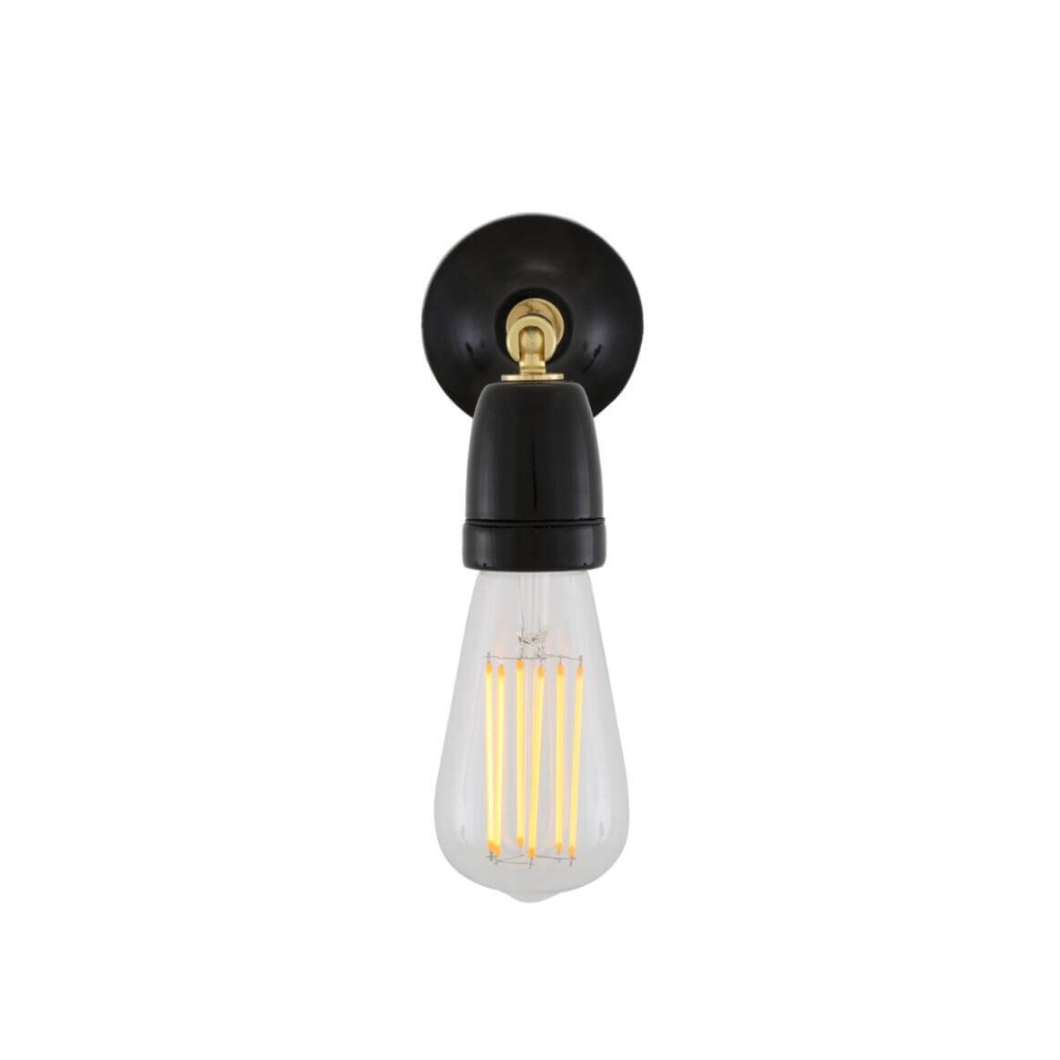 Mullan - Cabra Swivel Wall Light with Ceramic Lamp Holder - Black Finish