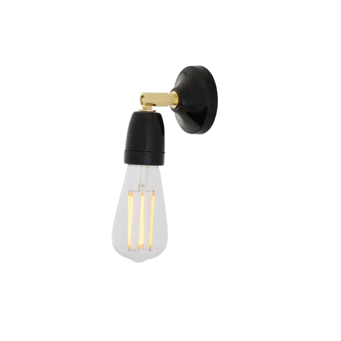 Mullan - Caltra Small Swivel Wall Light with Ceramic Lamp Holder - Black Finish