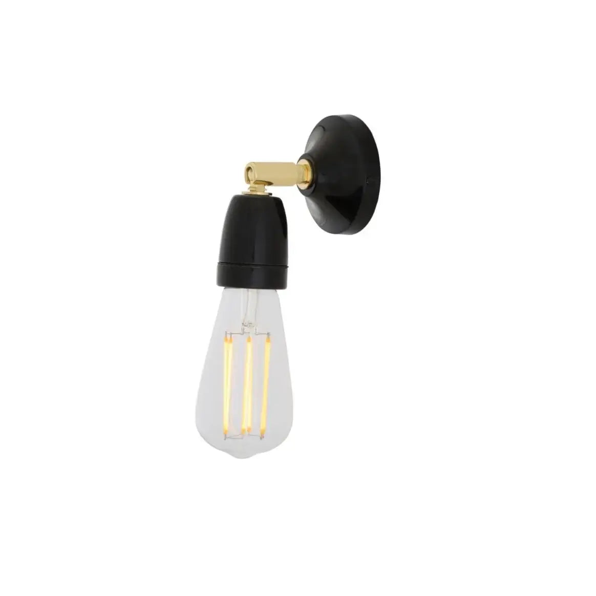 Mullan - Caltra Small Swivel Wall Light with Ceramic Lamp Holder - Black Finish