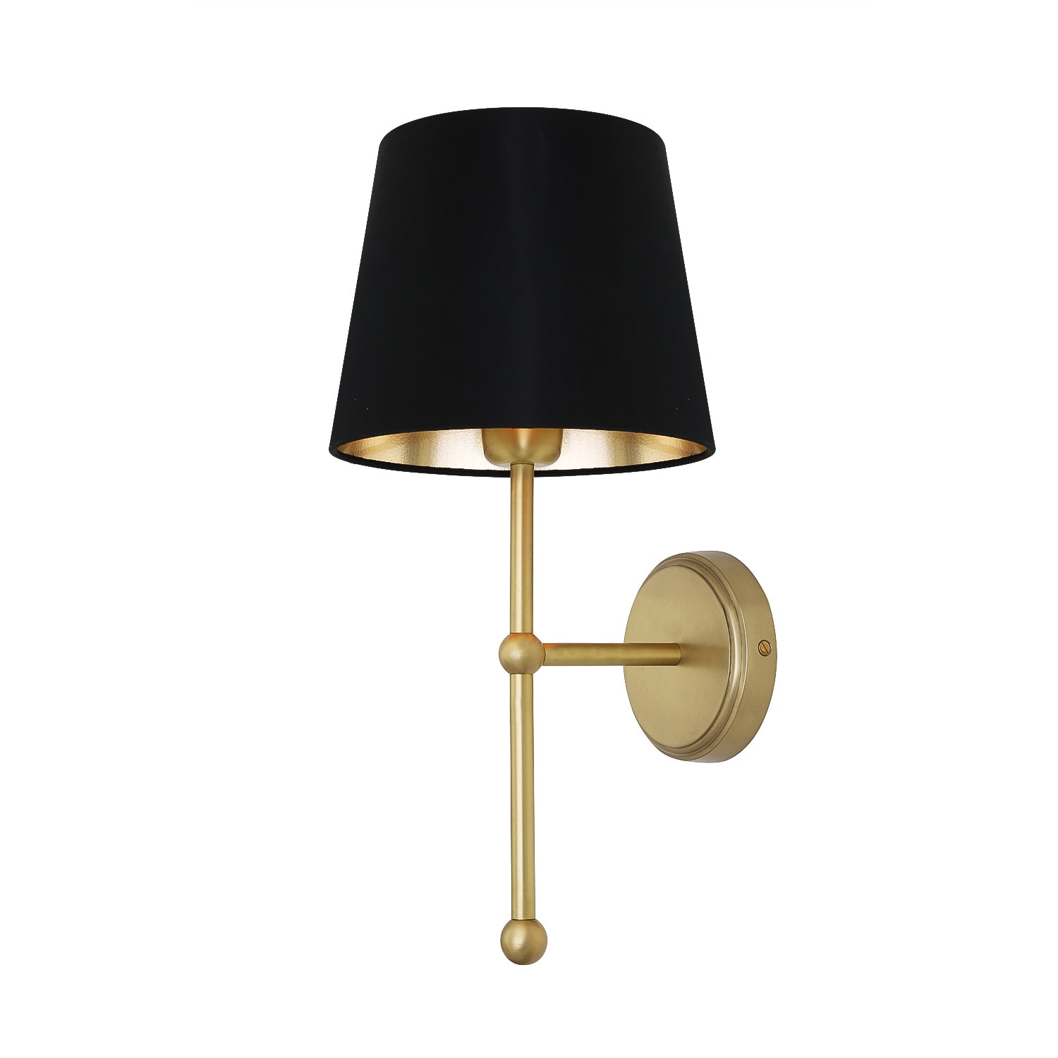 Mullan - California Modern Brass Wall Light with Fabric Shade 20cm IP20 - Satin Brass Finish