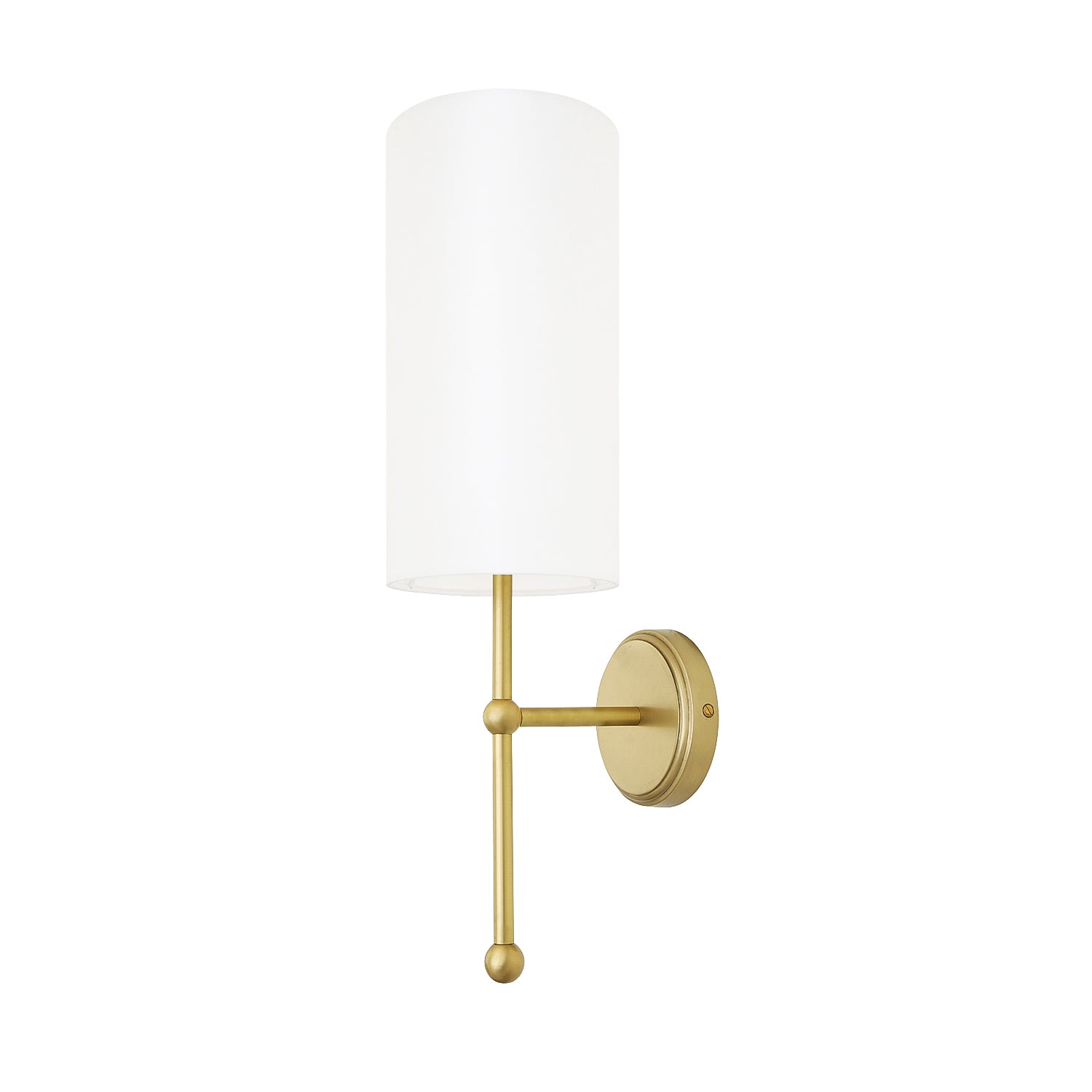 Mullan - Arizona Contemporary Brass Wall Light with Tall Fabric Shade 56cm IP20 - Satin Brass Finish