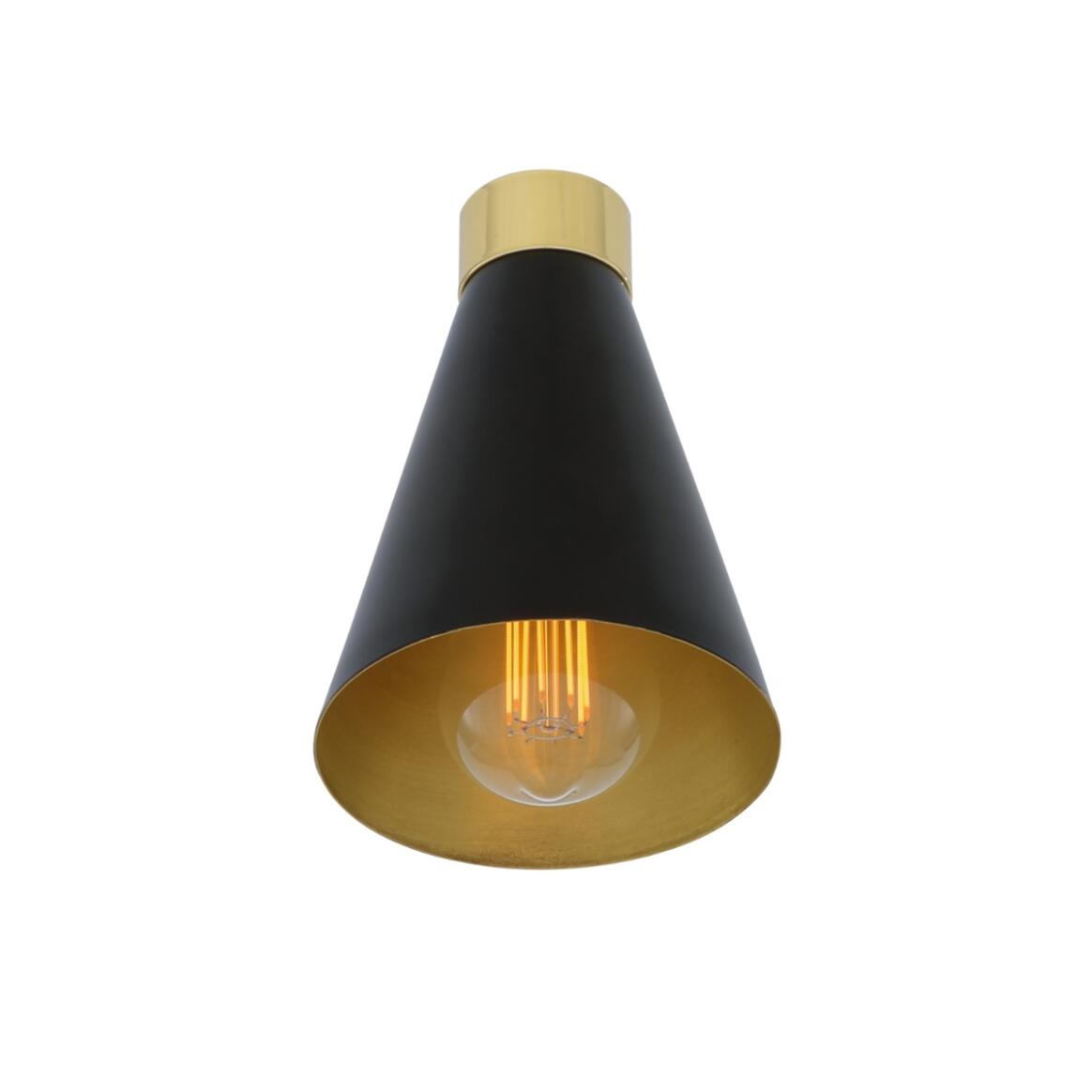 Mullan - Preston Brass Wall Light With Adjustable Cone Shade 19cm IP20 - Powder Coated Matte Black Polished Brass Finish