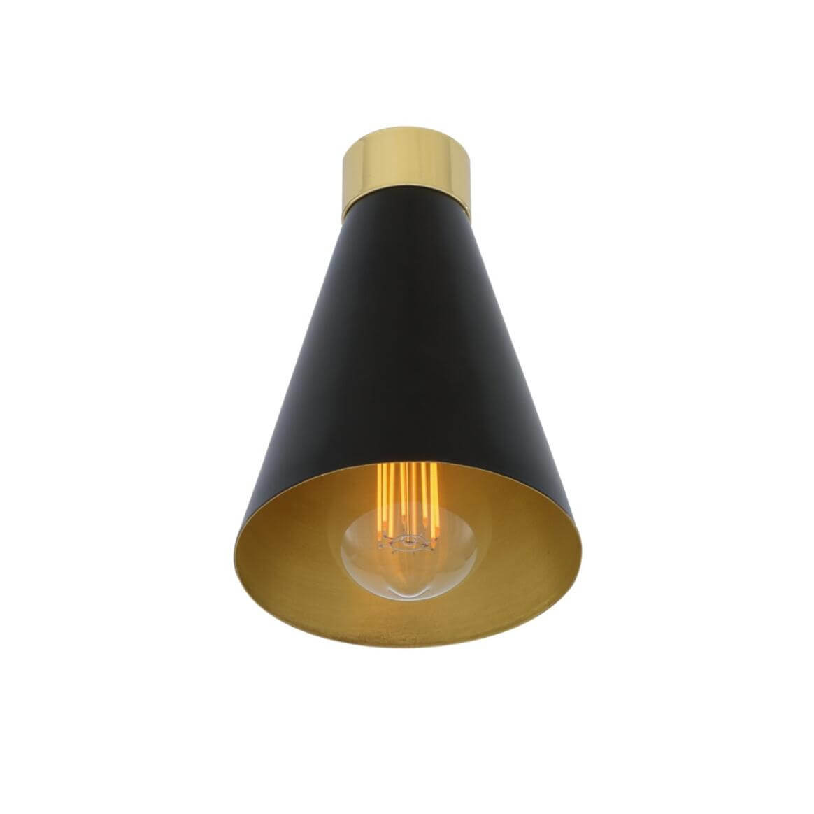 Mullan - Preston Brass Wall Light With Adjustable Cone Shade 19cm IP20 - Powder Coated Matte Black Polished Brass Finish