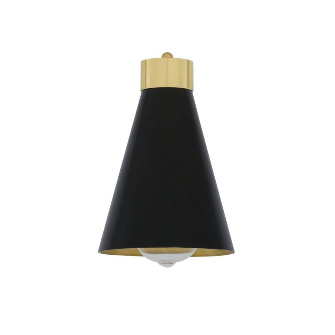 Mullan - Preston Brass Wall Light With Adjustable Cone Shade 19cm IP20 - Powder Coated Matte Black Polished Brass Finish