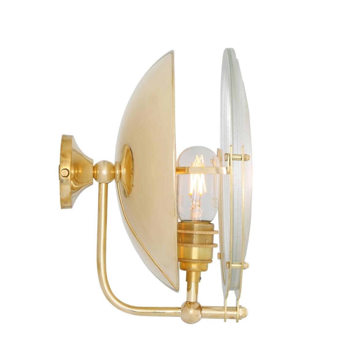 Mullan - Portland Prismatic Glass Dish Wall Light 27cm - Polished Brass Finish