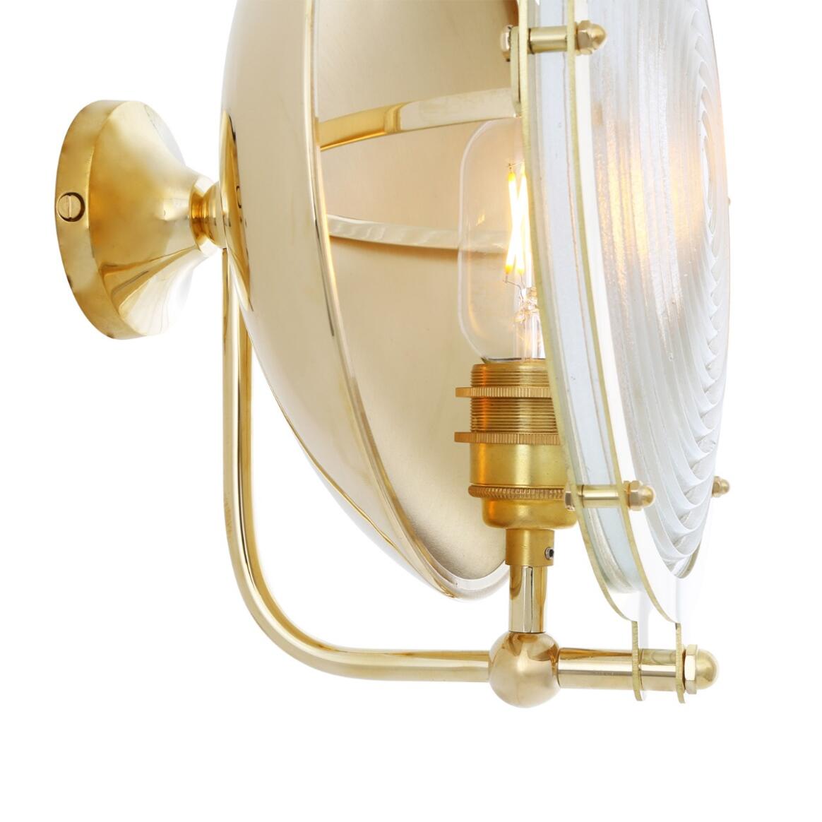 Mullan - Portland Prismatic Glass Dish Wall Light 27cm - Polished Brass Finish