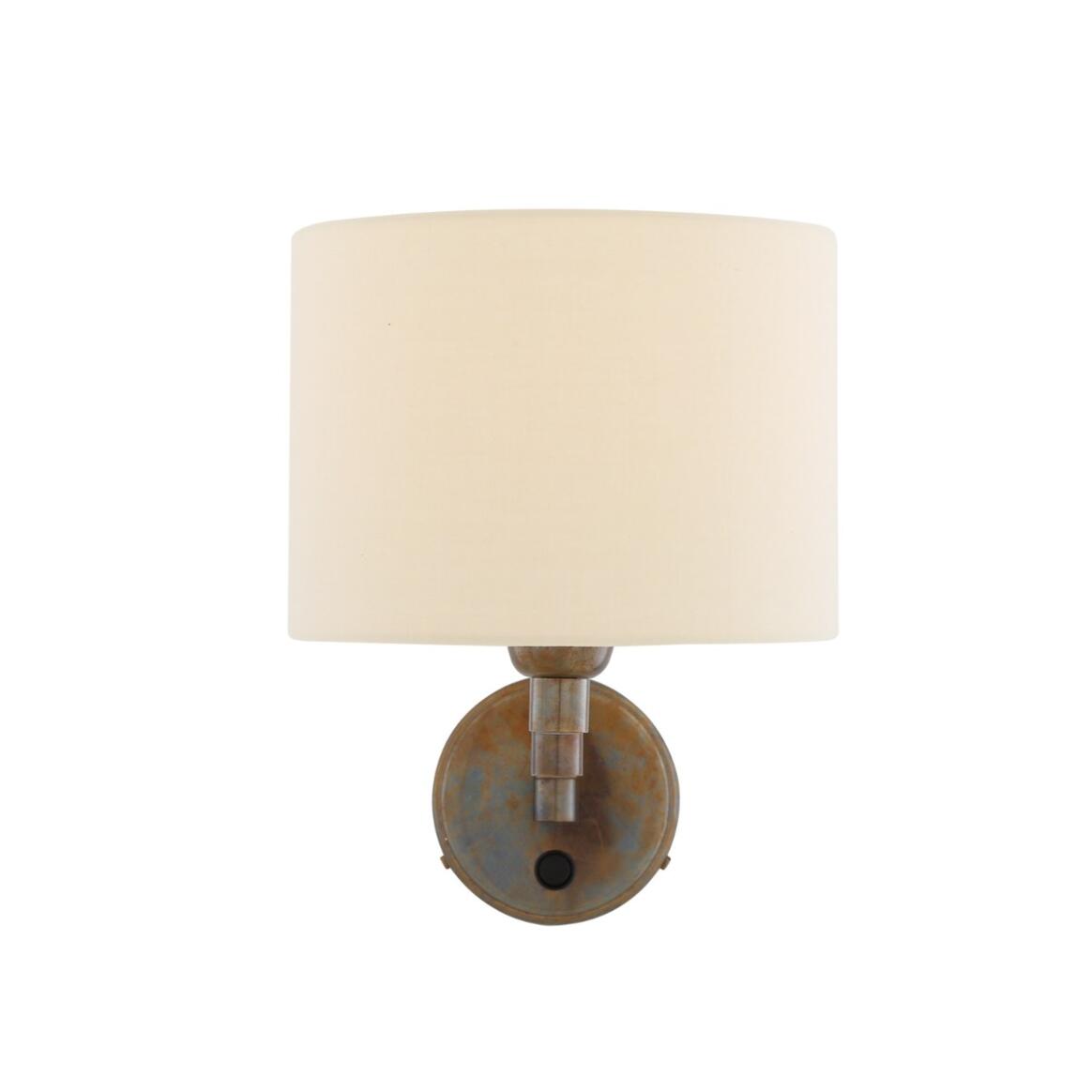 Mullan - Kerry Swivel Arm Brass Wall Light with Fabric Shade 26cm IP20 - Antique Brass Finish