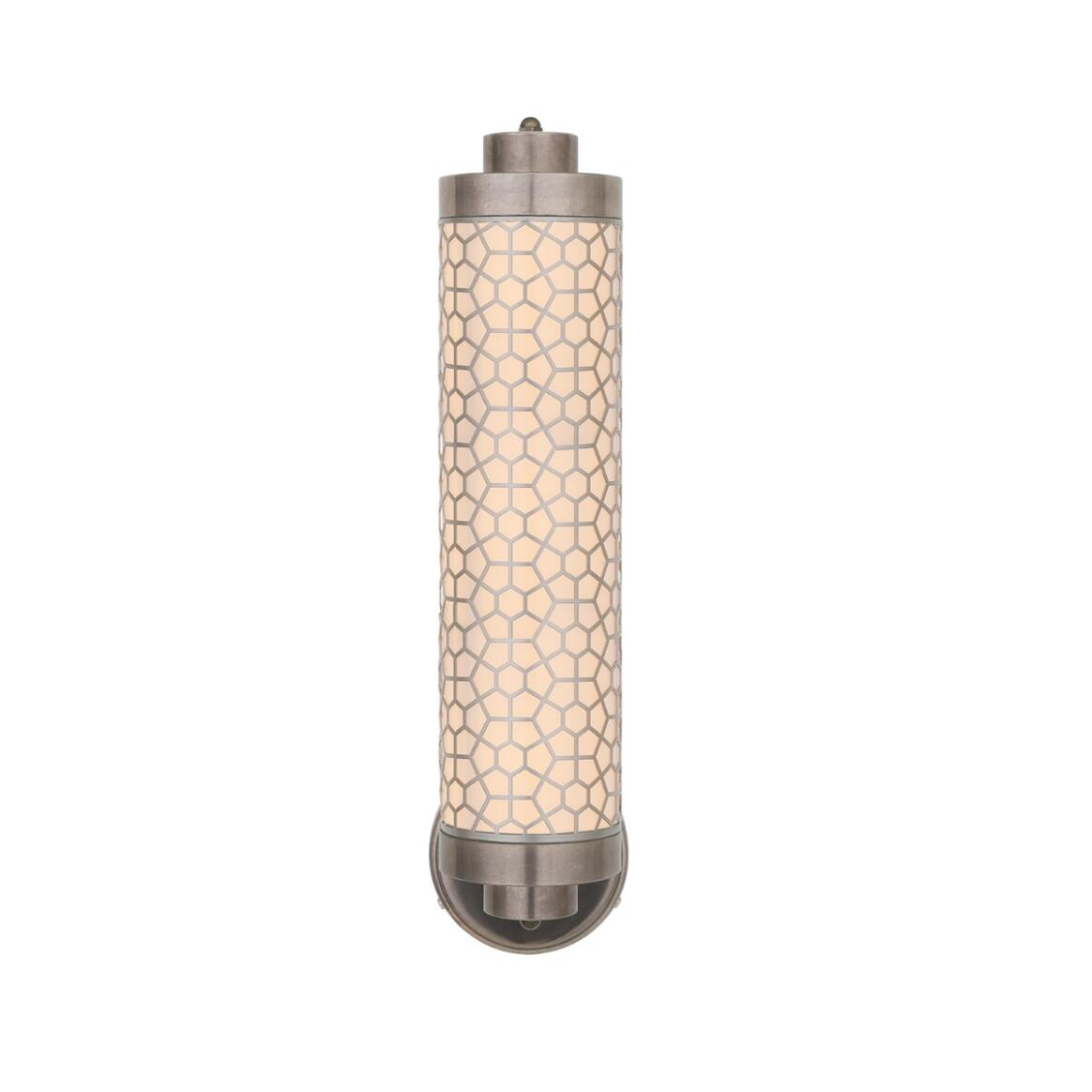 Mullan - Ocala Brass Wall Light with Hexagonal Mesh - Antique Silver Finish
