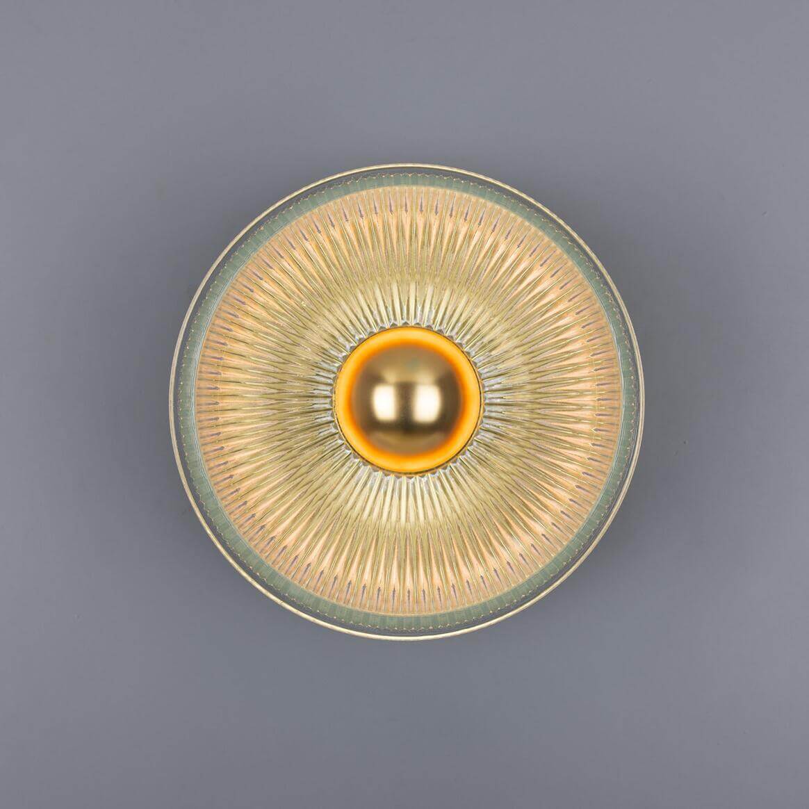 Mullan - Eclipse Prismatic Brass Glass Dish Wall Light 20cm IP20 - Polished Brass Finish