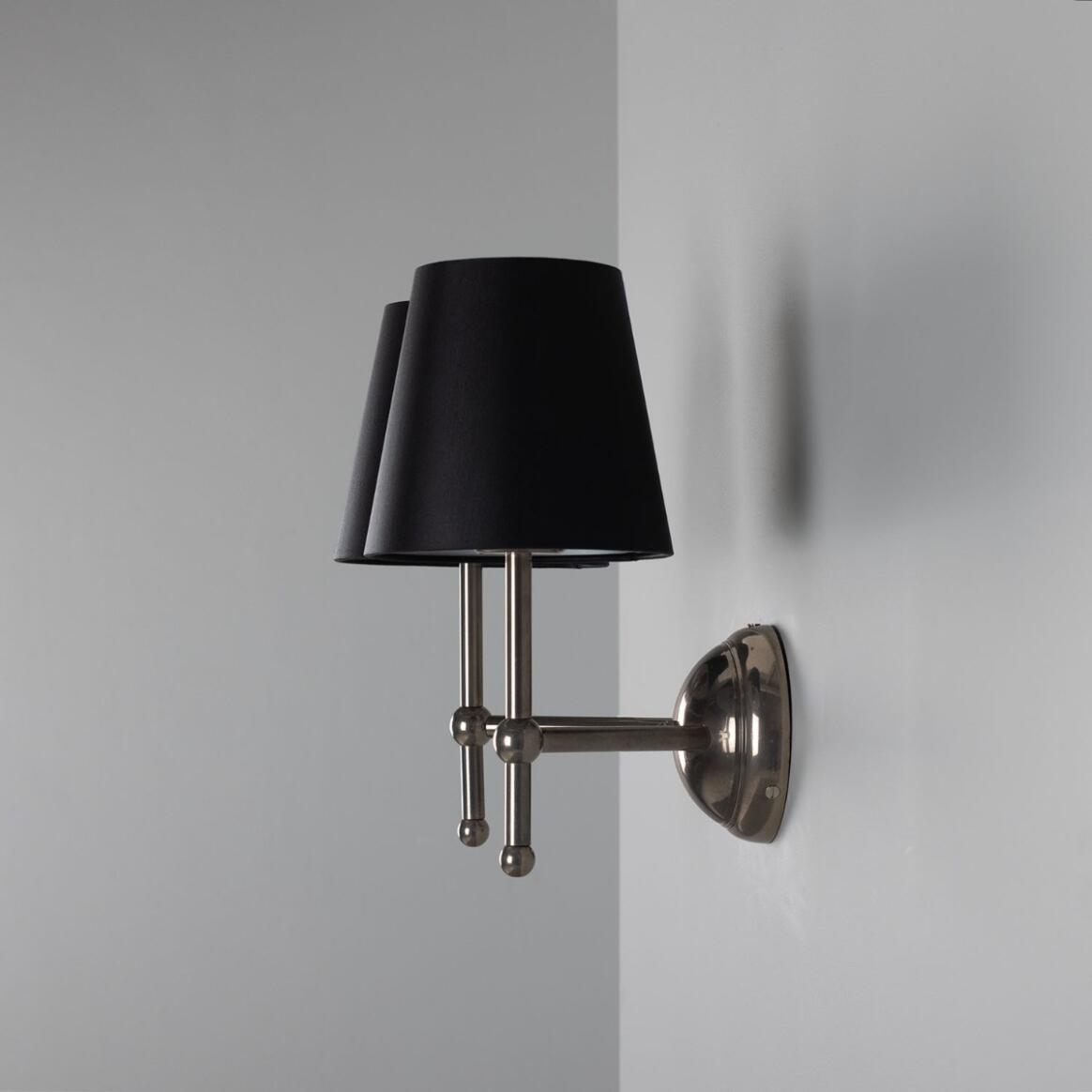 Mullan - Bursa Modern Brass Double Wall Light with Fabric Shades 34cm IP20 - Antique Silver Finish