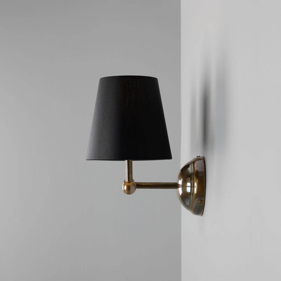 Mullan - Busan Modern Brass Double Wall Light with Fabric Shades 37cm IP20 - Antique Brass Finish