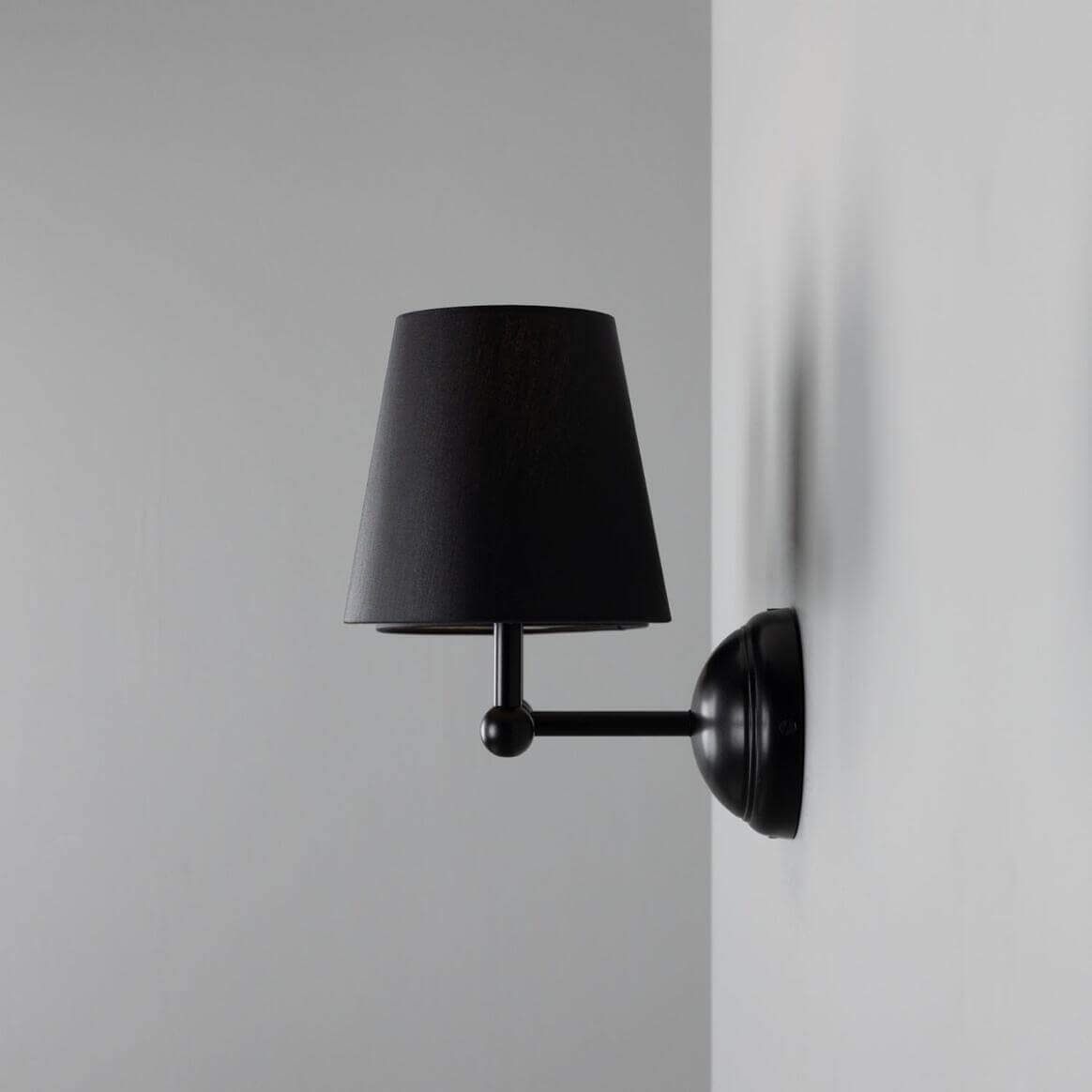 Mullan - Busan Modern Brass Double Wall Light with Fabric Shades 37cm IP20 - Powder Coated Matte Black Finish