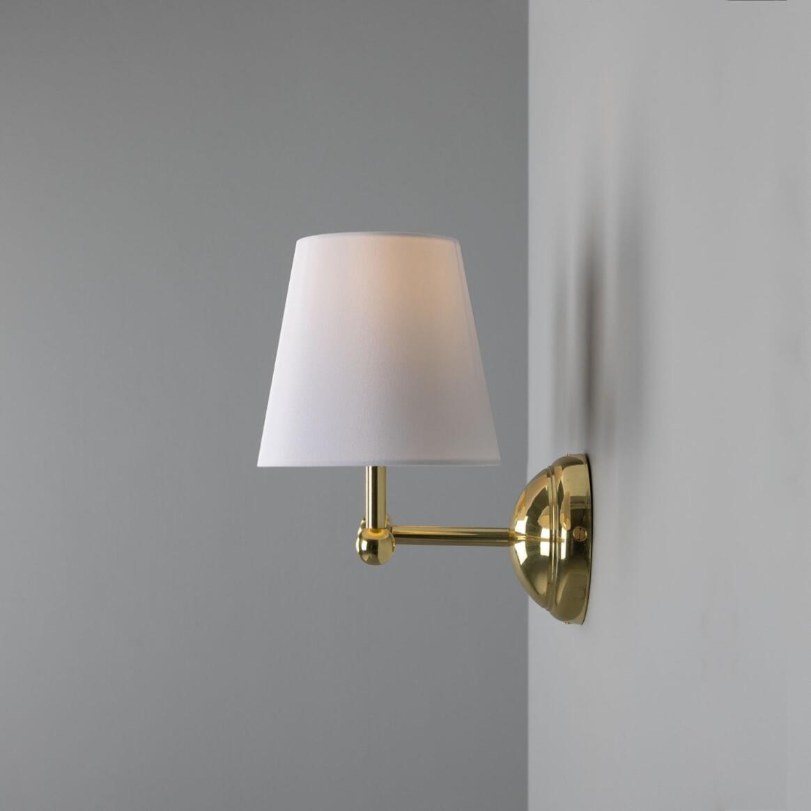 Mullan - Busan Modern Brass Double Wall Light with Fabric Shades 37cm IP20 - Polished Brass Finish