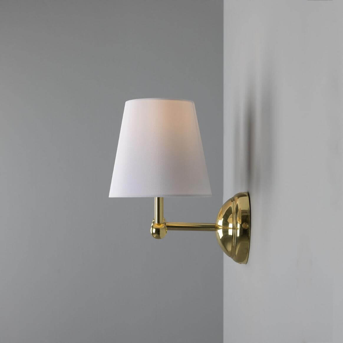 Mullan - Busan Modern Brass Double Wall Light with Fabric Shades 37cm IP20 - Polished Brass Finish