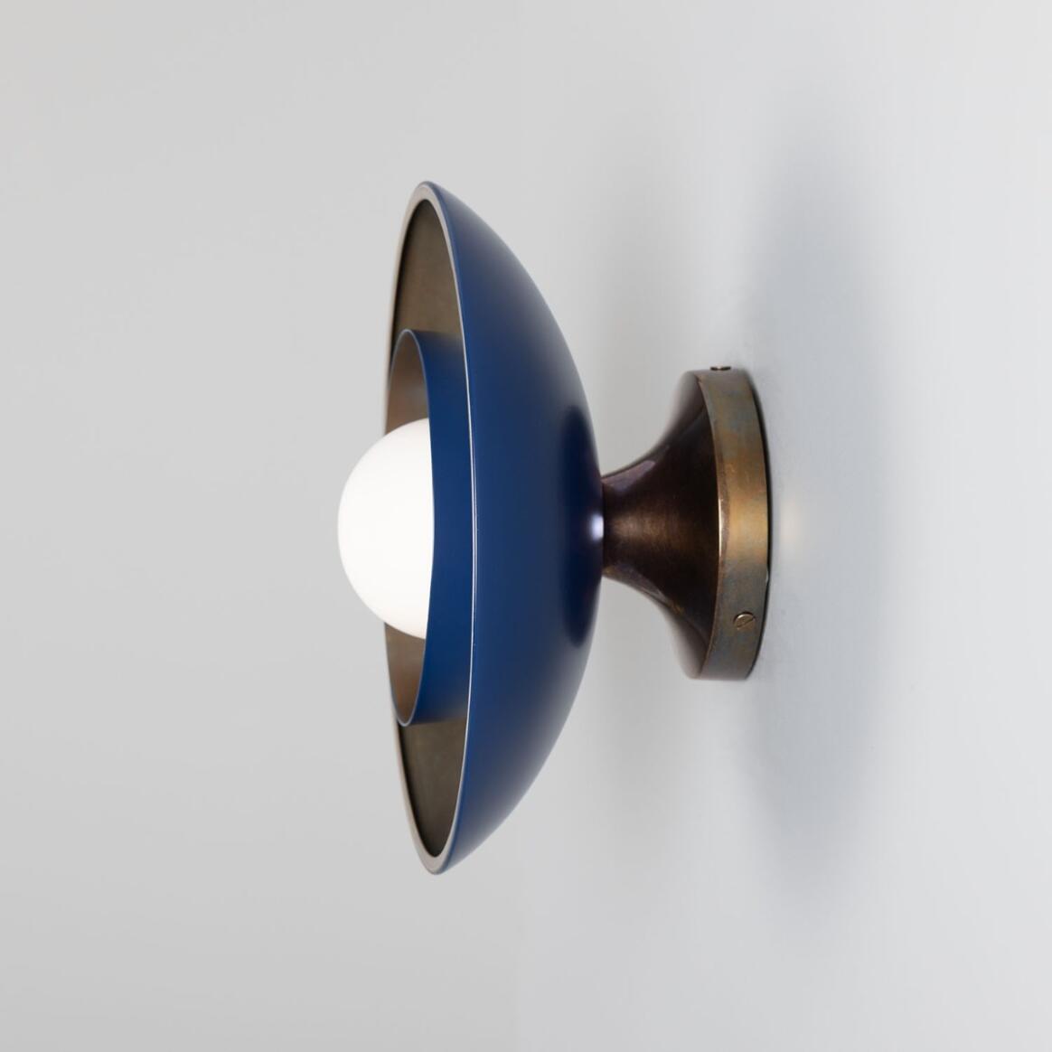 Mullan - Marrakesh Art Deco Wall Light 25cm IP20 - Antique Brass And Powder Coated Sapphire Blue Finish