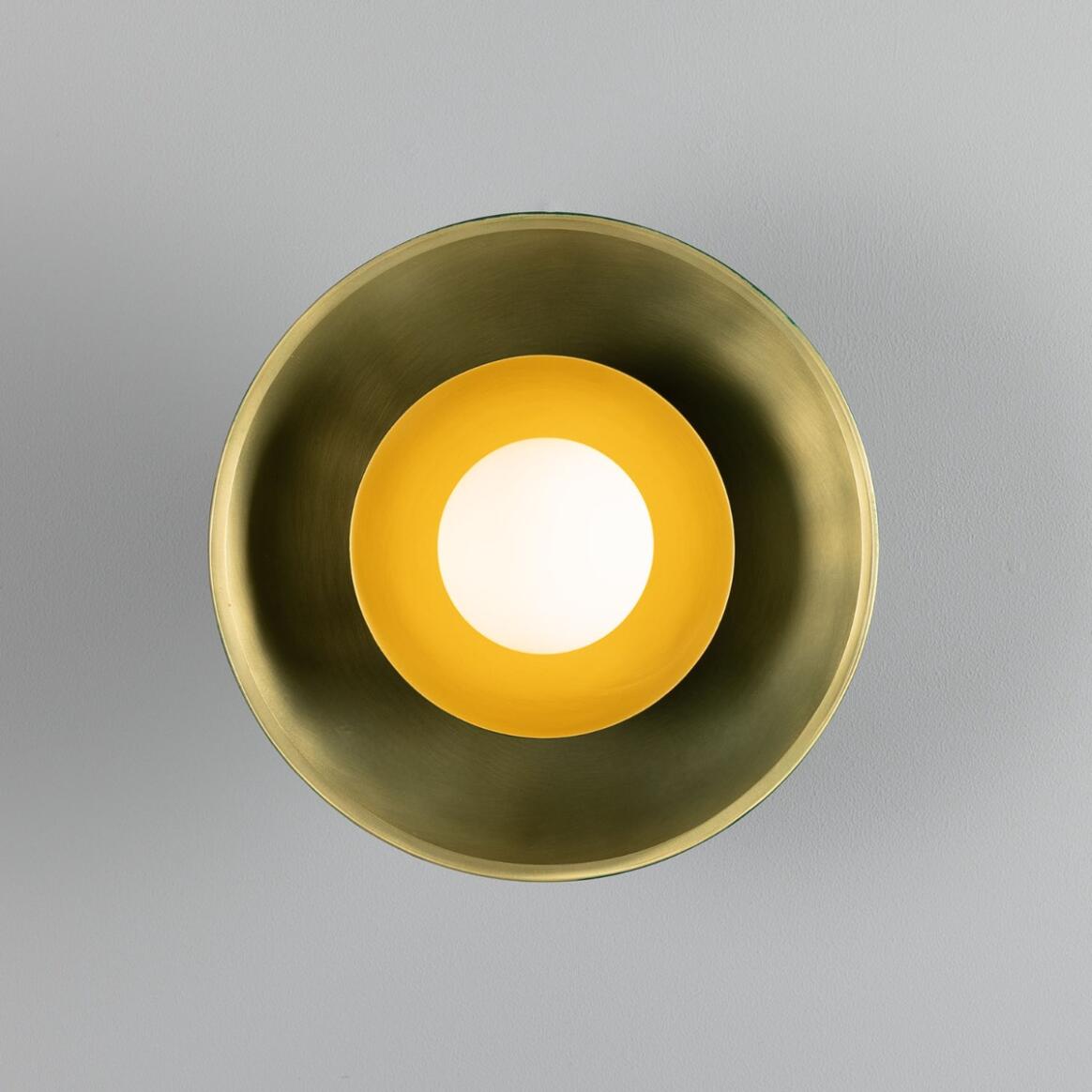 Mullan - Marrakesh Art Deco Wall Light 25cm IP20 - Satin Brass And Powder Coated Racing Green Finish