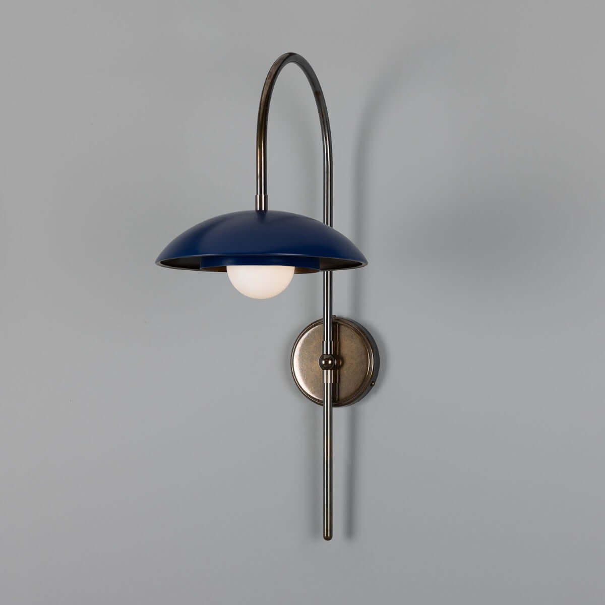 Mullan - Marrakesh Art Deco Arc Wall Light 60cm IP20 - Antique Brass And Powder Coated Sapphire Blue Finish