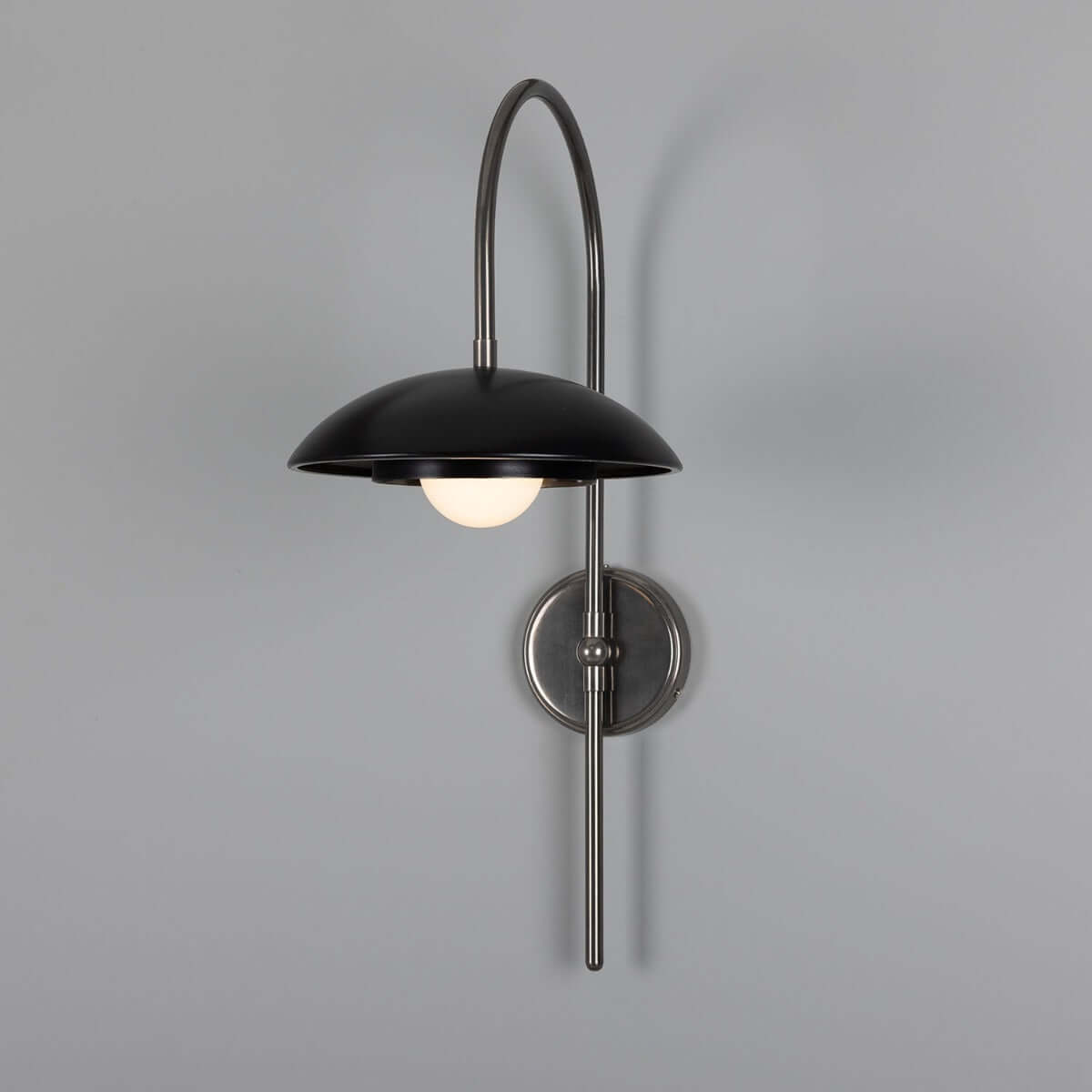 Mullan - Marrakesh Art Deco Arc Wall Light 60cm IP20 - Antique Silver And Powder Coated Matte Black Finish