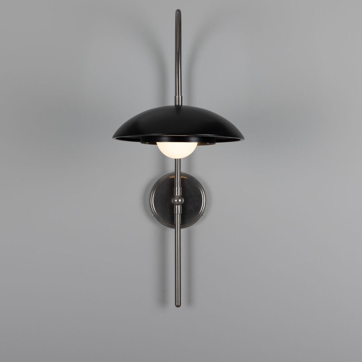 Mullan - Marrakesh Art Deco Arc Wall Light 60cm IP20 - Antique Silver And Powder Coated Matte Black Finish