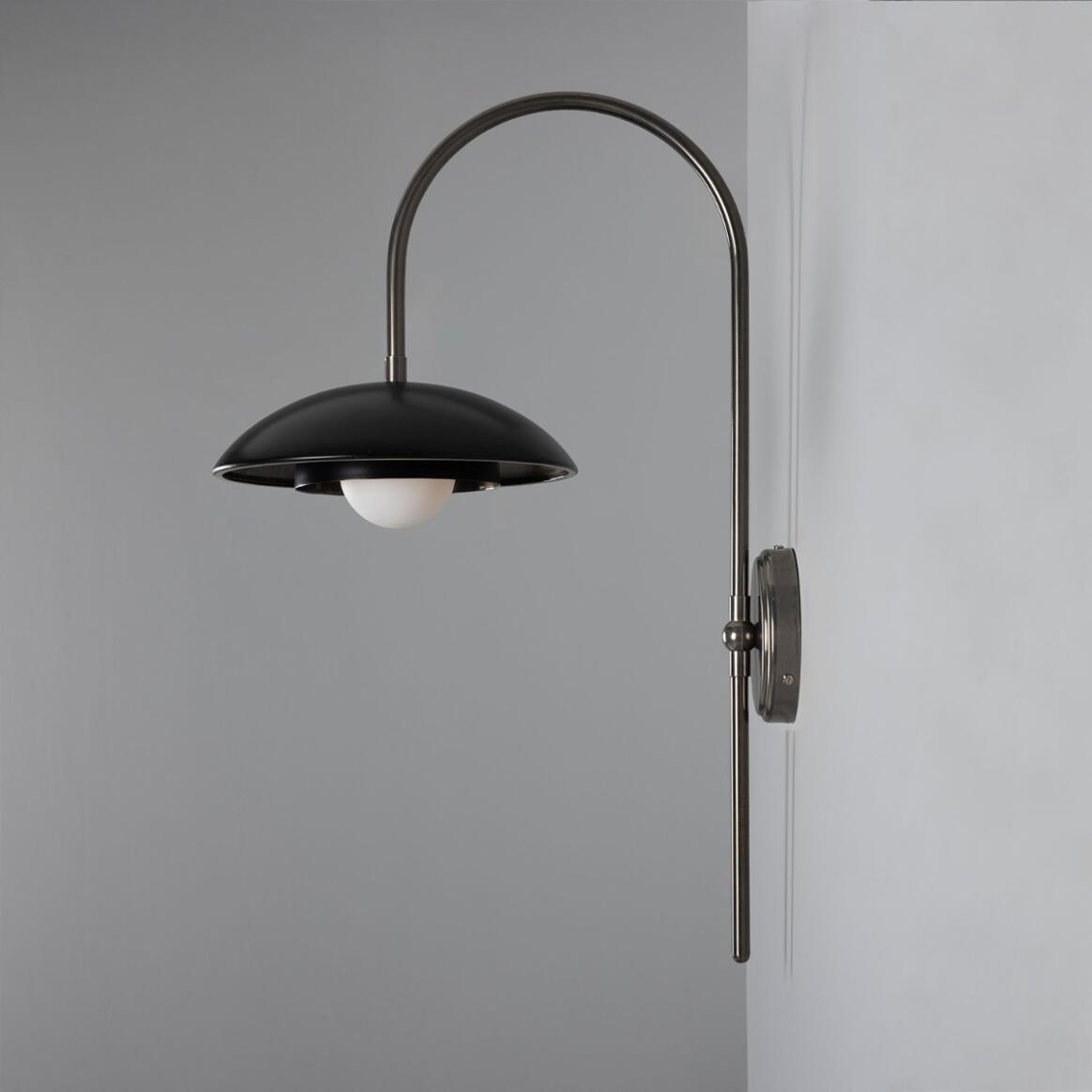 Mullan - Marrakesh Art Deco Arc Wall Light 60cm IP20 - Antique Silver And Powder Coated Matte Black Finish